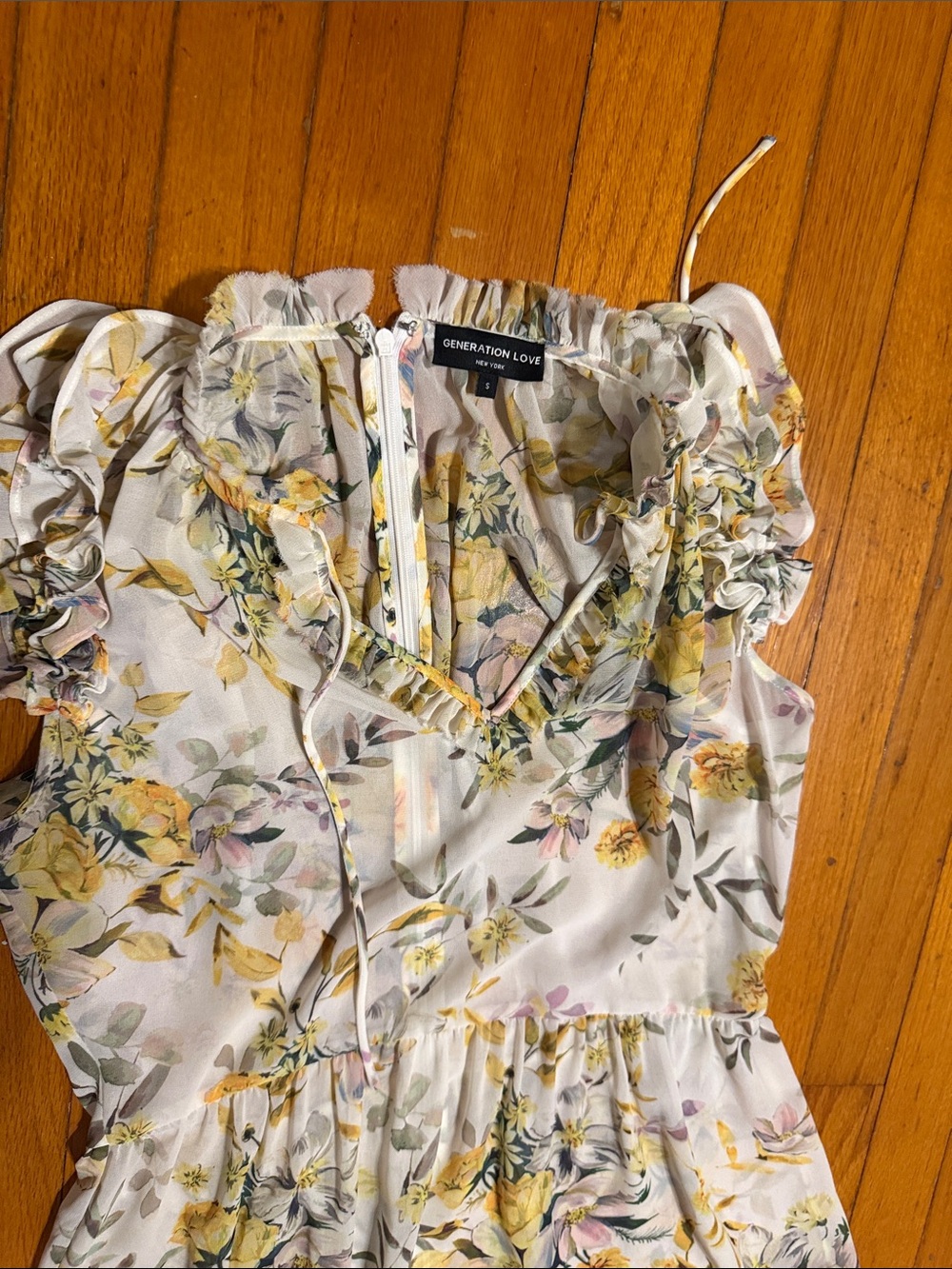 Generation Love Cream Floral Ruffle Sundress small